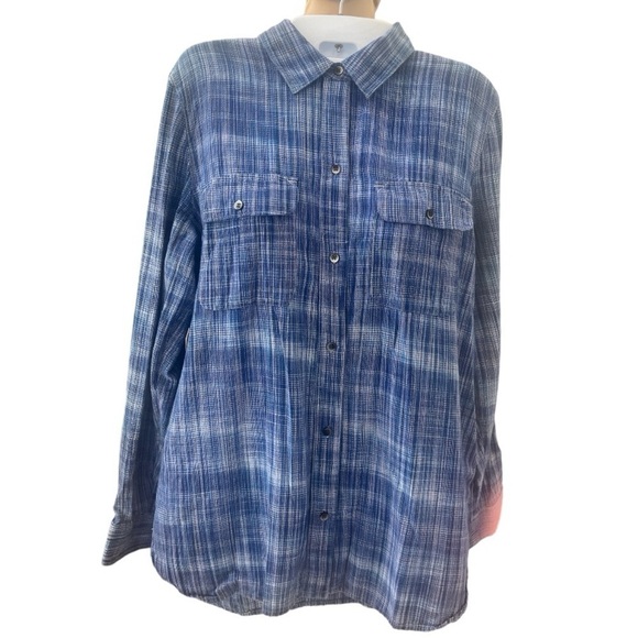 Madewell Button Down 2 Pocket Shirt in Blue Multi Size Medium - Picture 1 of 5